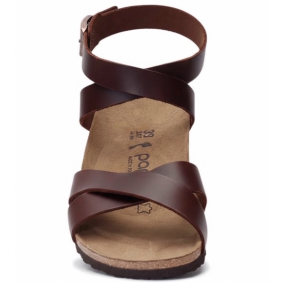 Papillio By BIRKENSTOCK Lola Leather Wedge Sandal Women EU 38 Cognac Brown - Picture 3 of 16